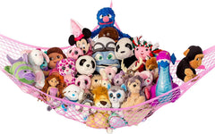 Lilly's Love corner stuffed animal hammock neatly stores plushies in a compact corner.
