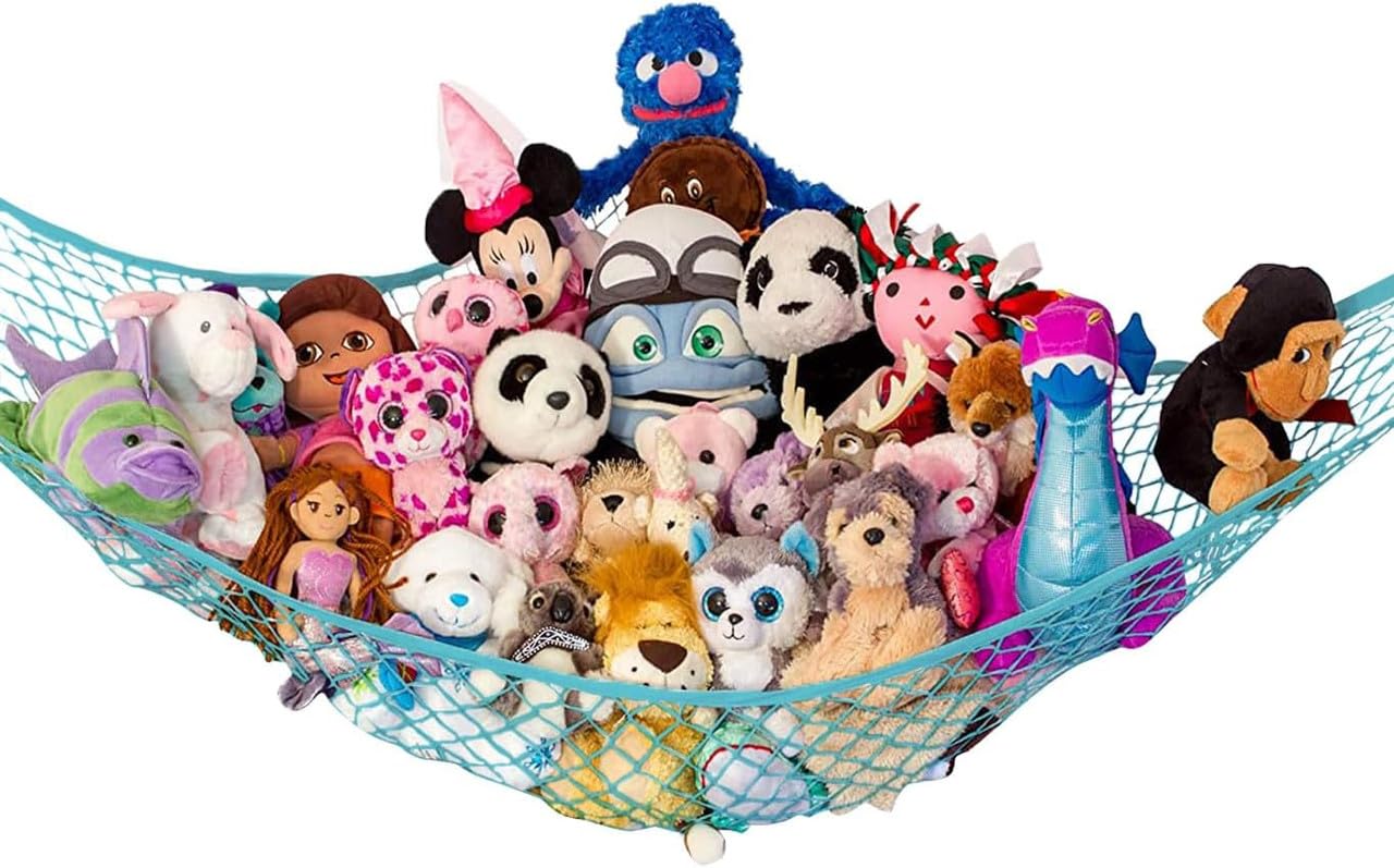 Lilly's Love stuffed animal hammock corner hang keeps plushies organized.