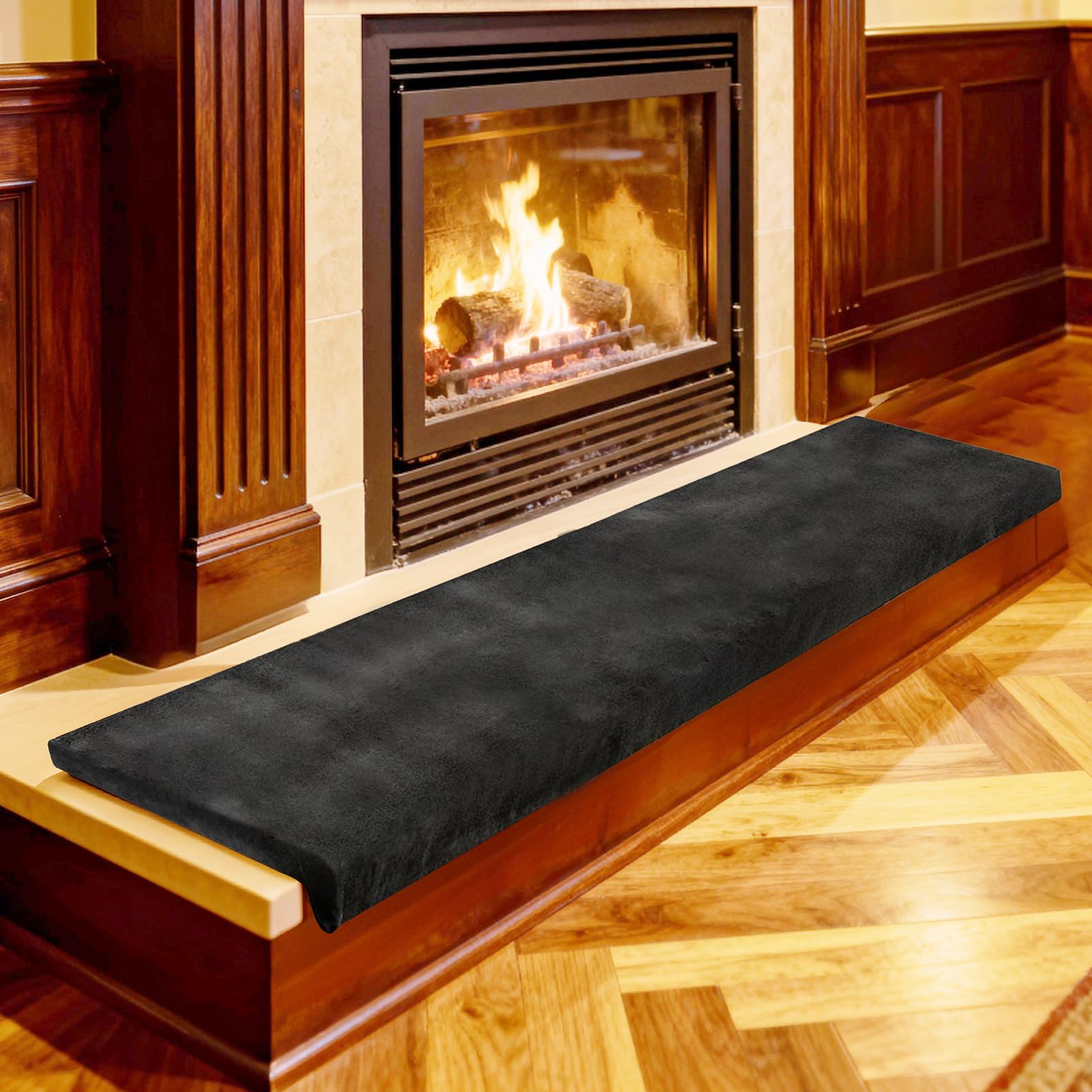 LILXIU baby-proofing mat creates a soft play area near the fire.