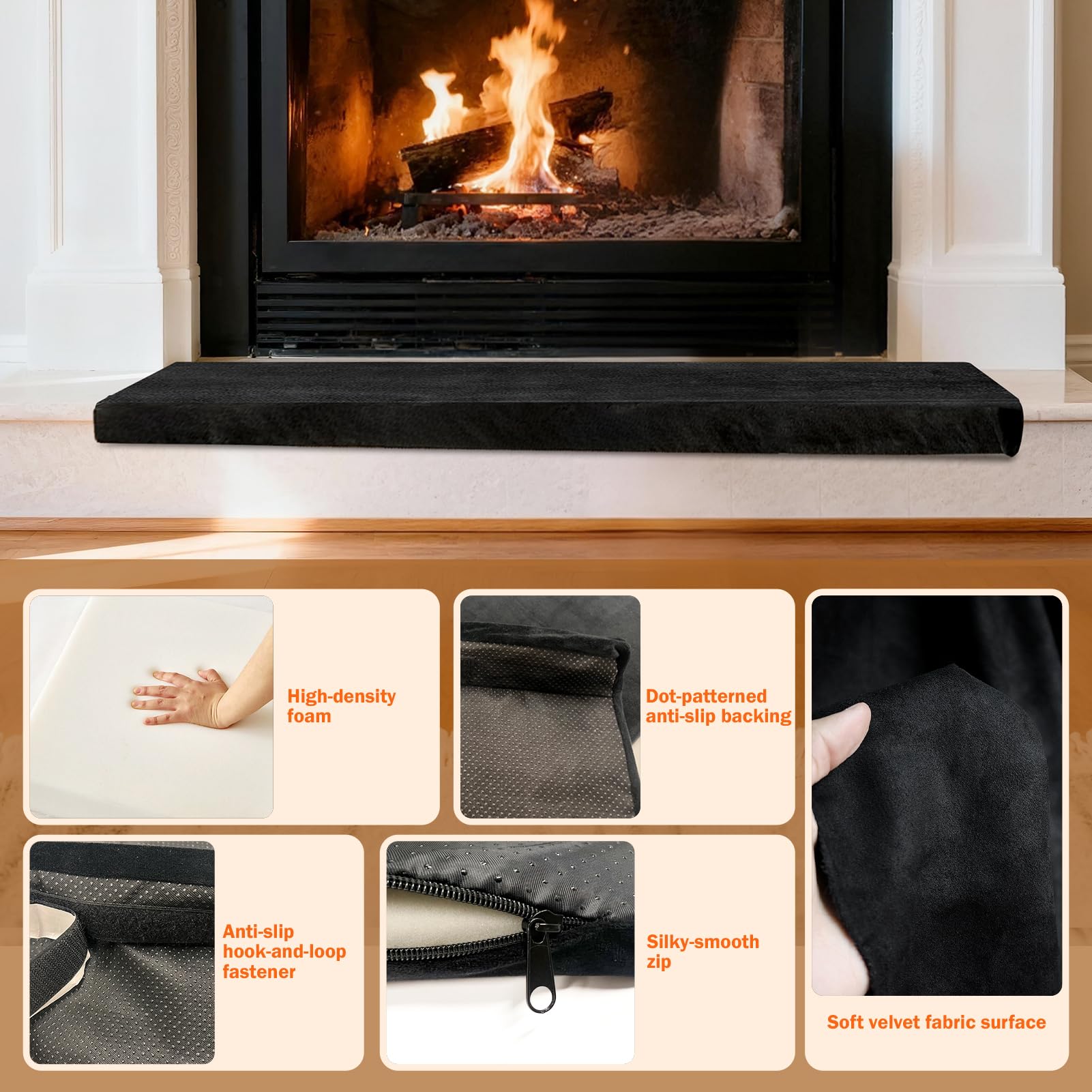 LILXIU hearth protection pad covers the wall-floor edge junctions.