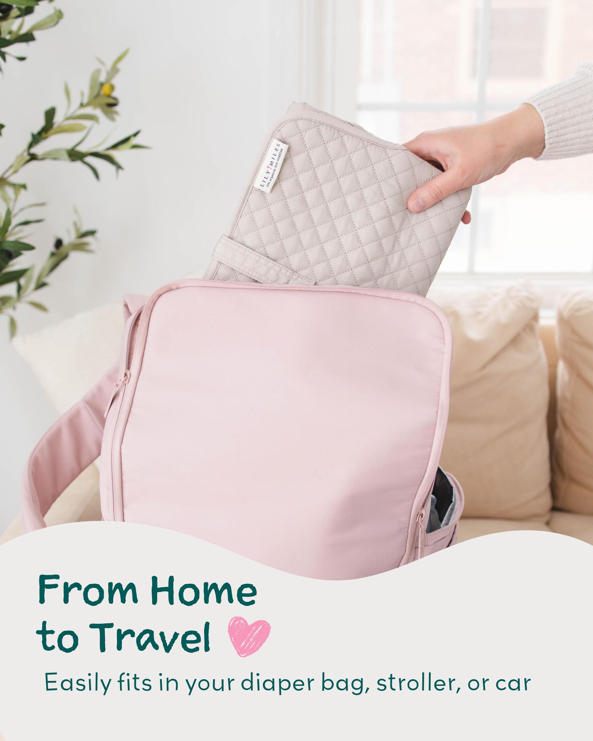 Lily Miles shower gift-worthy changing pad supports new parents.