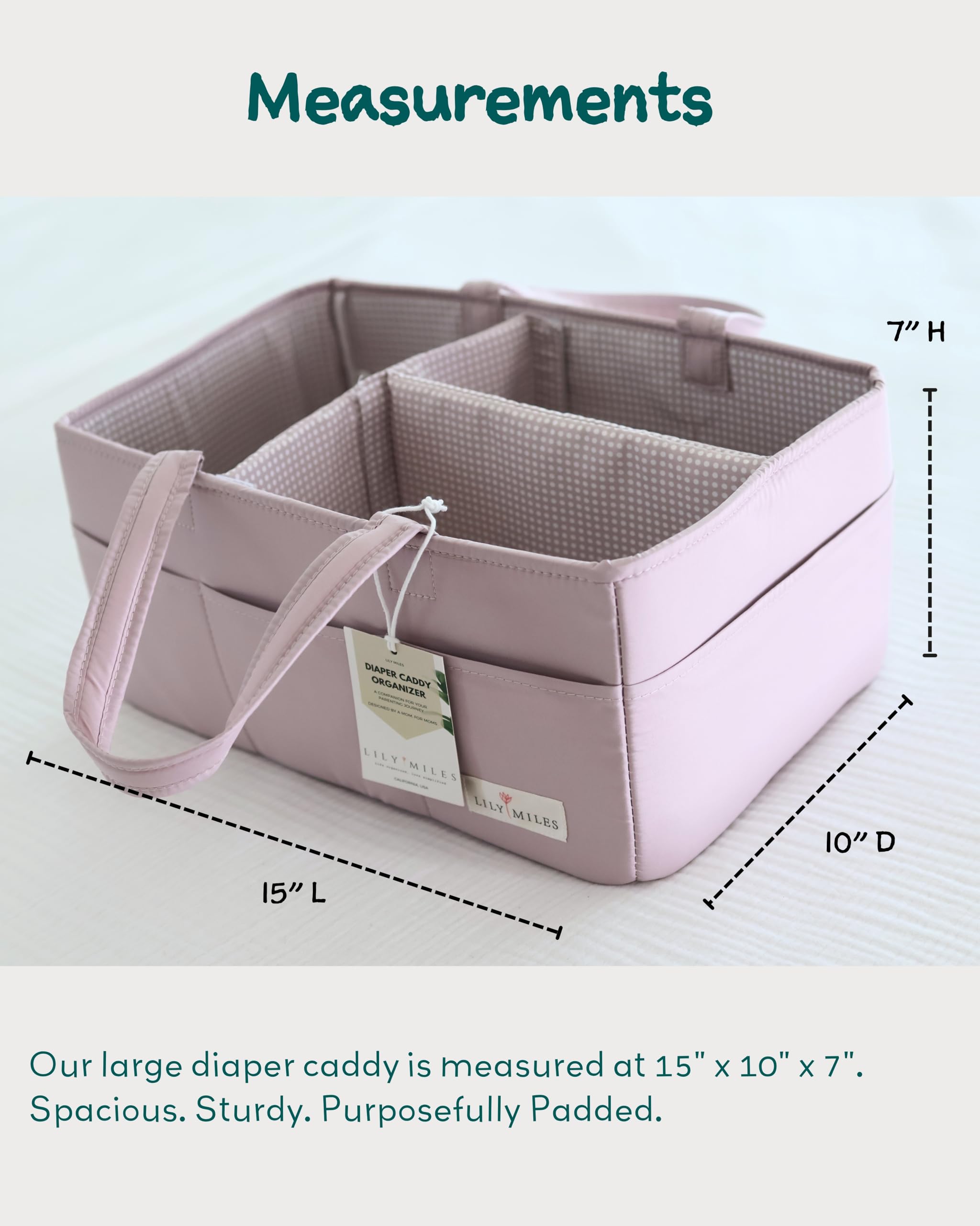 Lily Miles Rosy Lilac caddy ready for car trips and on-the-go care