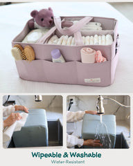 Lily Miles diaper caddy with removable dividers for customized organization