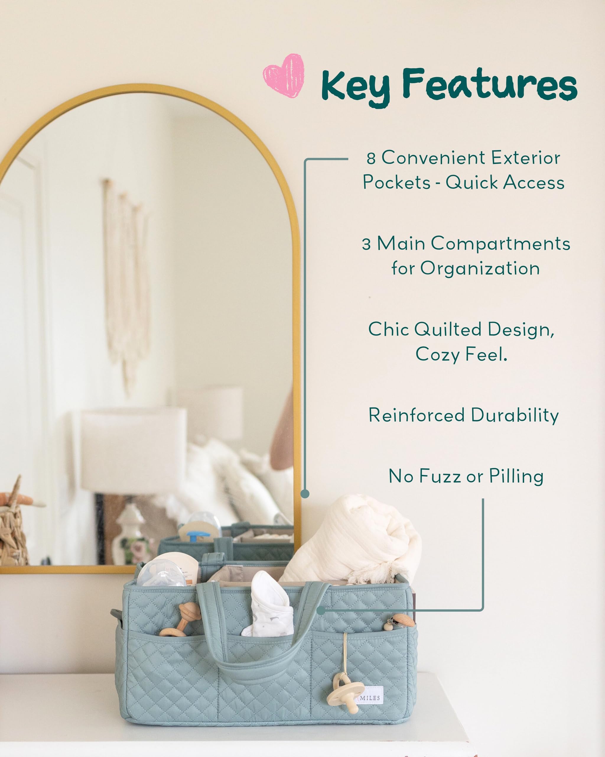Lily Miles diaper caddy sturdy handles for easy transport