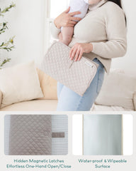 Lily Miles quilted waterproof changing mat keeps baby comfortable and clean.