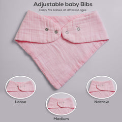 LILY O LAUREL bib with adjustable snaps demonstrated on growing baby