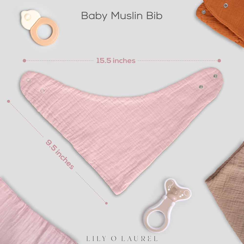 LILY O LAUREL muslin bibs pack of 8 arranged flat