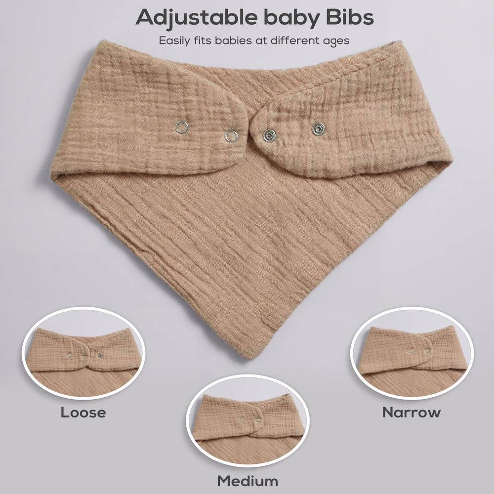 LILY O LAUREL bib laid flat showing teething friendly soft muslin material