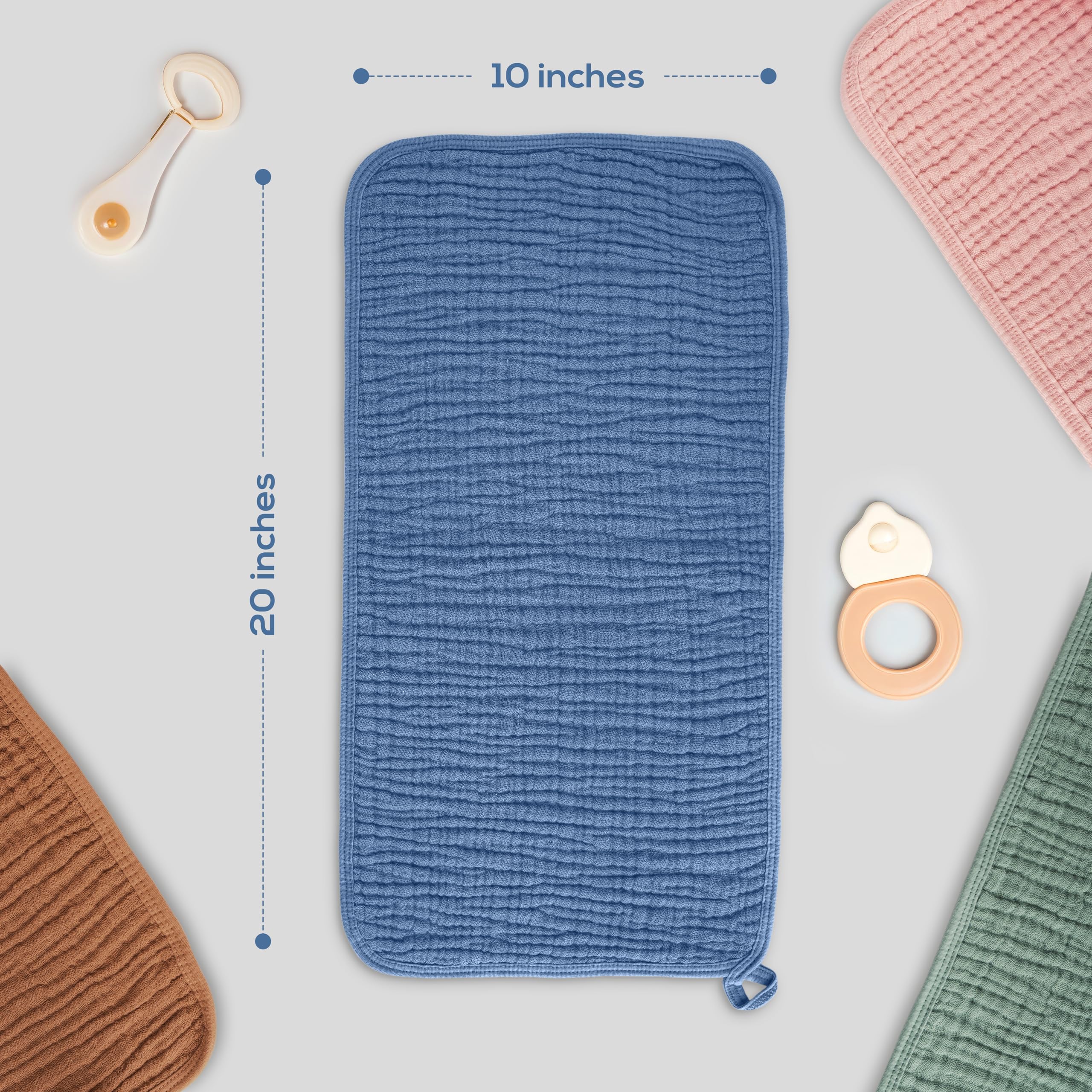 LILY O LAUREL muslin burp cloth, 6-layer absorbent design ideal for drips.