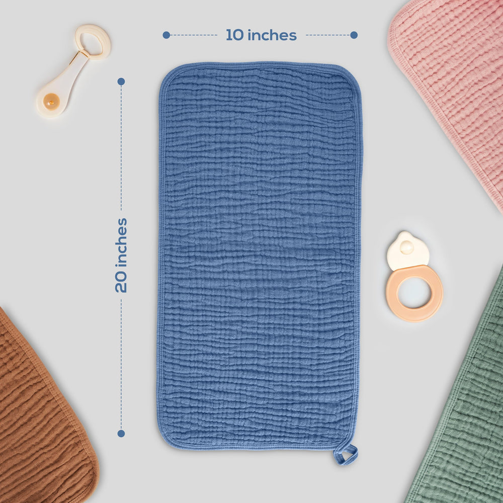 LILY O LAUREL muslin burp cloth, 6-layer absorbent design ideal for drips.