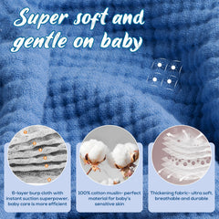 LILY O LAUREL muslin burp cloth large 20x10 coverage for messes.