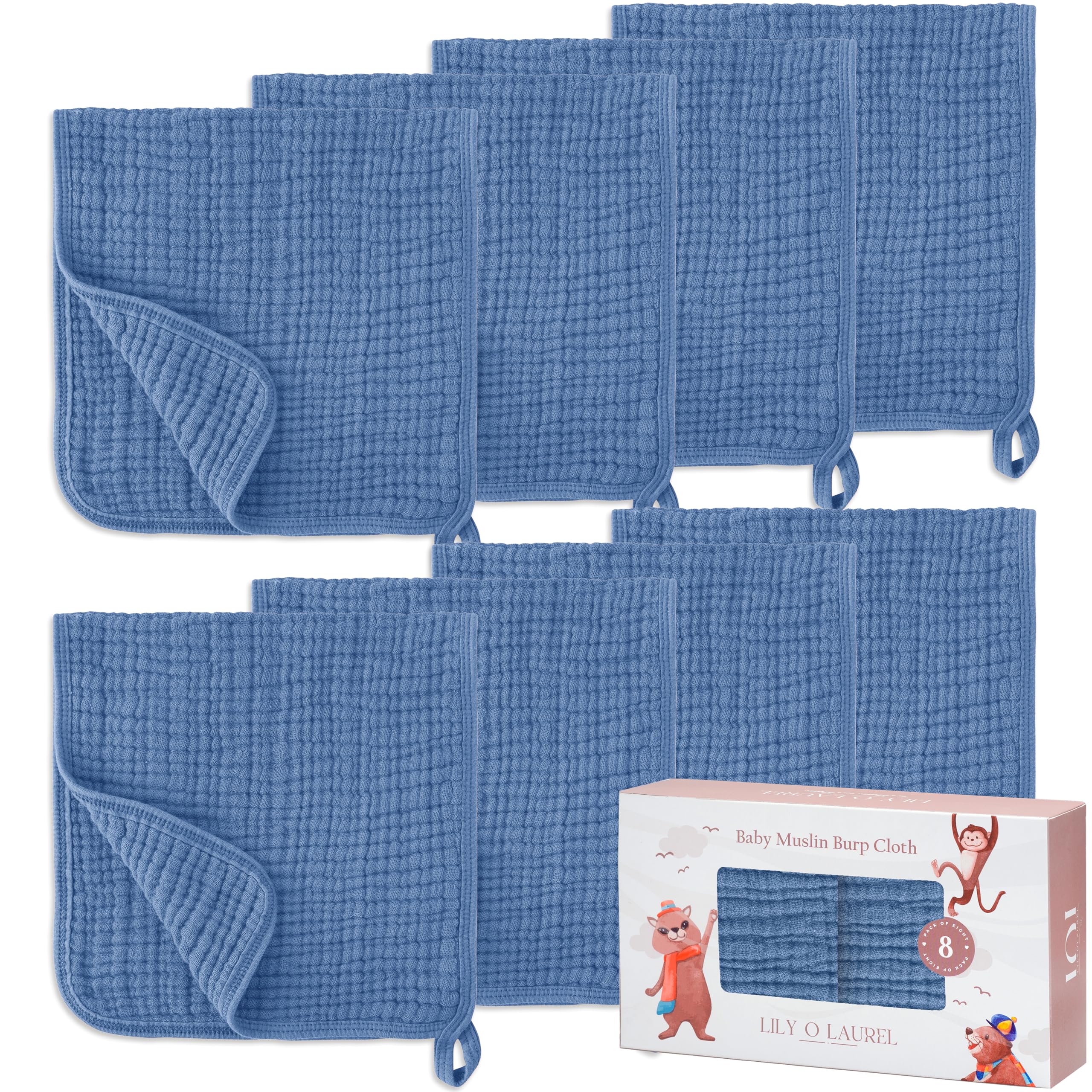 LILY O LAUREL muslin burp cloth soft texture for baby's delicate skin.