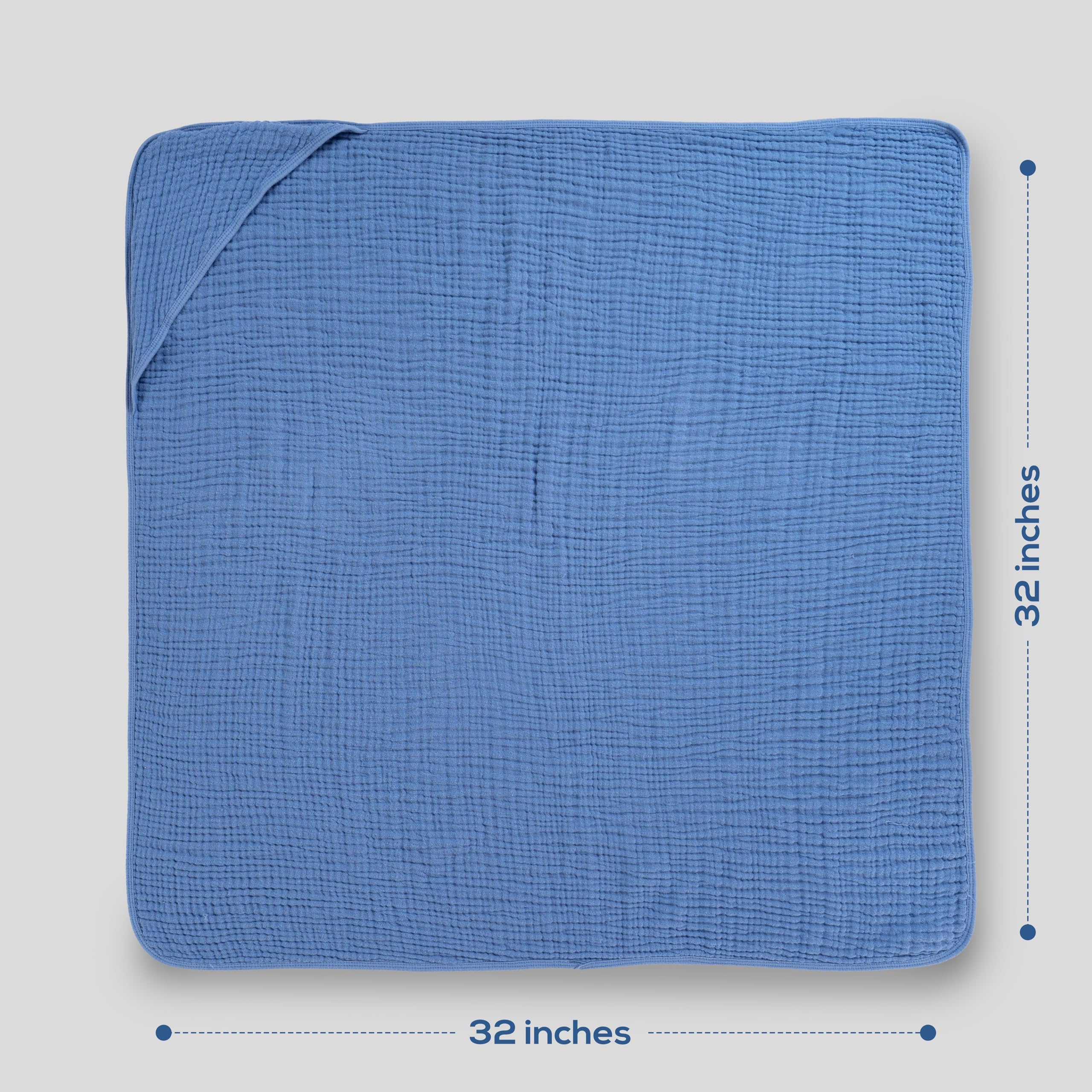 LILY O LAUREL hooded towel in soft muslin dries quickly and reduces irritation.