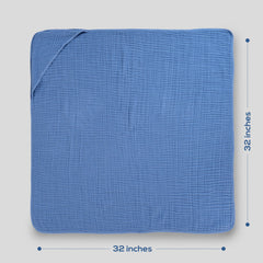 LILY O LAUREL hooded towel in soft muslin dries quickly and reduces irritation.