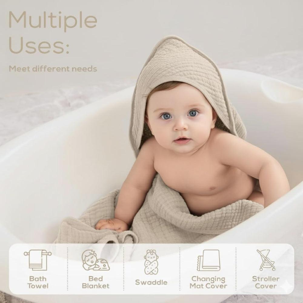 LILY O LAUREL baby towel pack of two offers durable softness for frequent wash cycles.