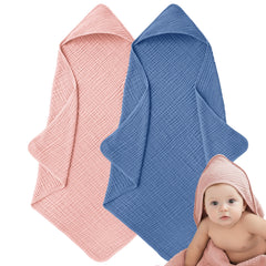 Lily O Laurel muslin hooded towel folded for gentle newborn drying.