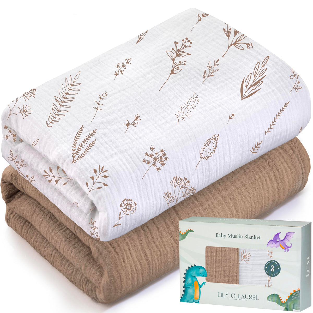 LILY O LAUREL muslin swaddle blanket pack offers soft, breathable comfort for newborns.