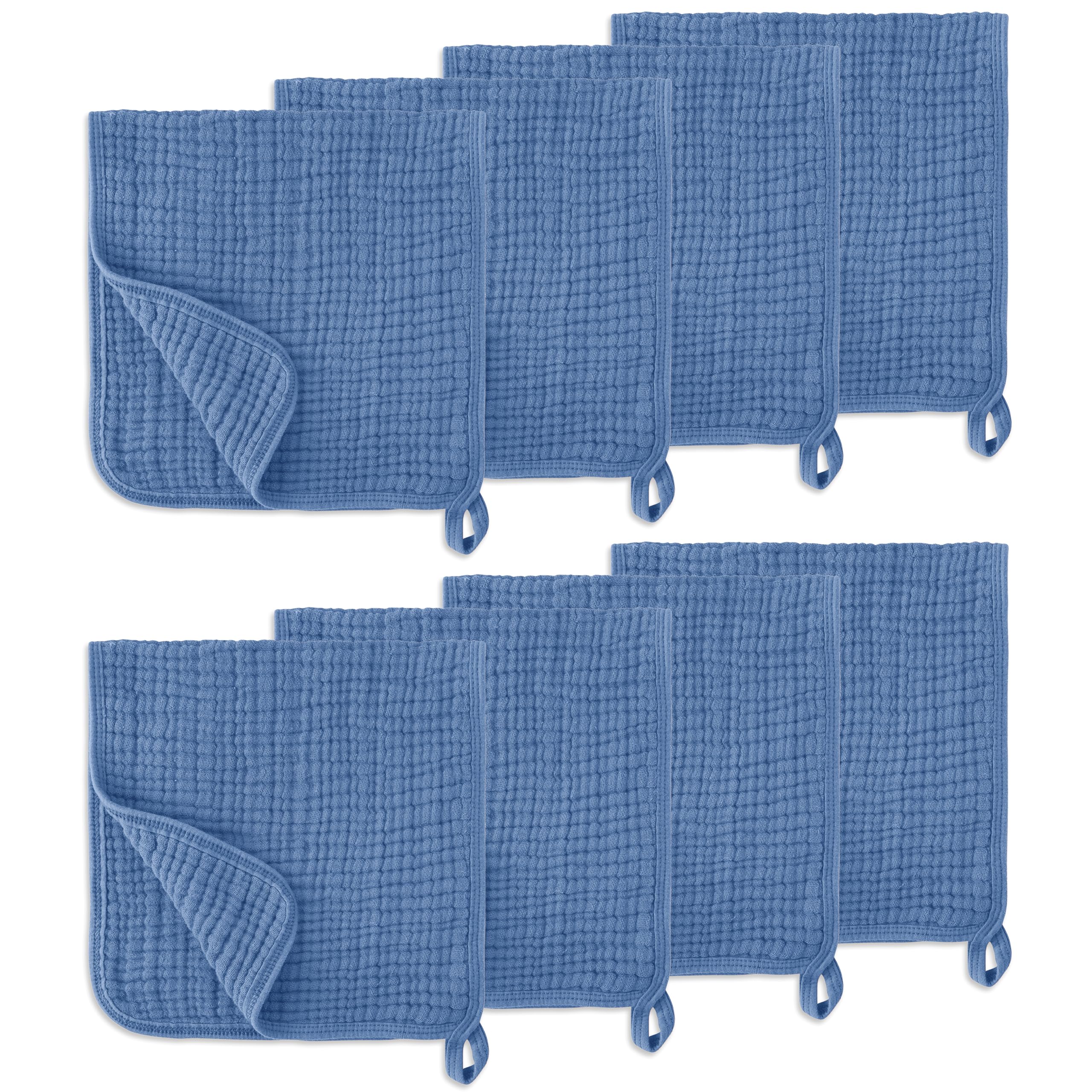 LILY O LAUREL muslin burp cloth pack of 8 for easy rotation.