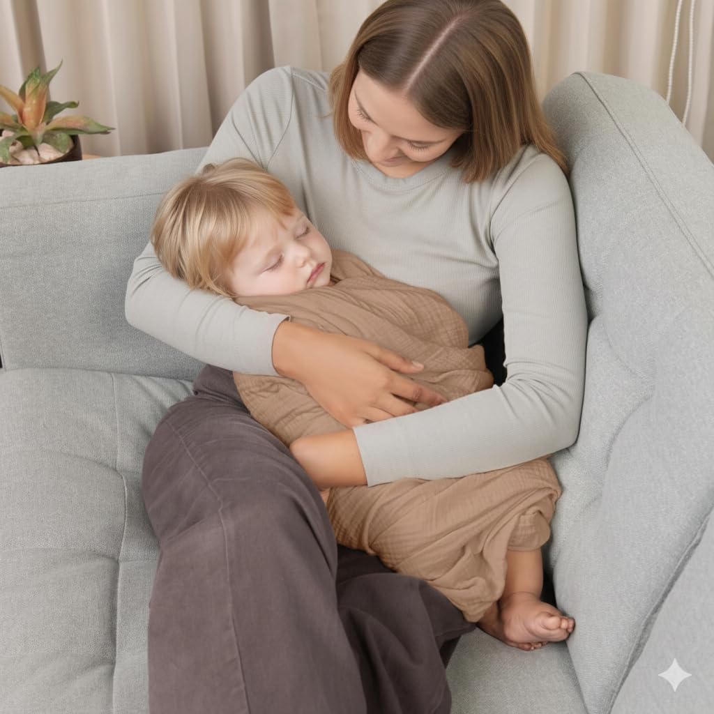 Play mat scene shows versatile use with LILY O LAUREL muslin blanket.