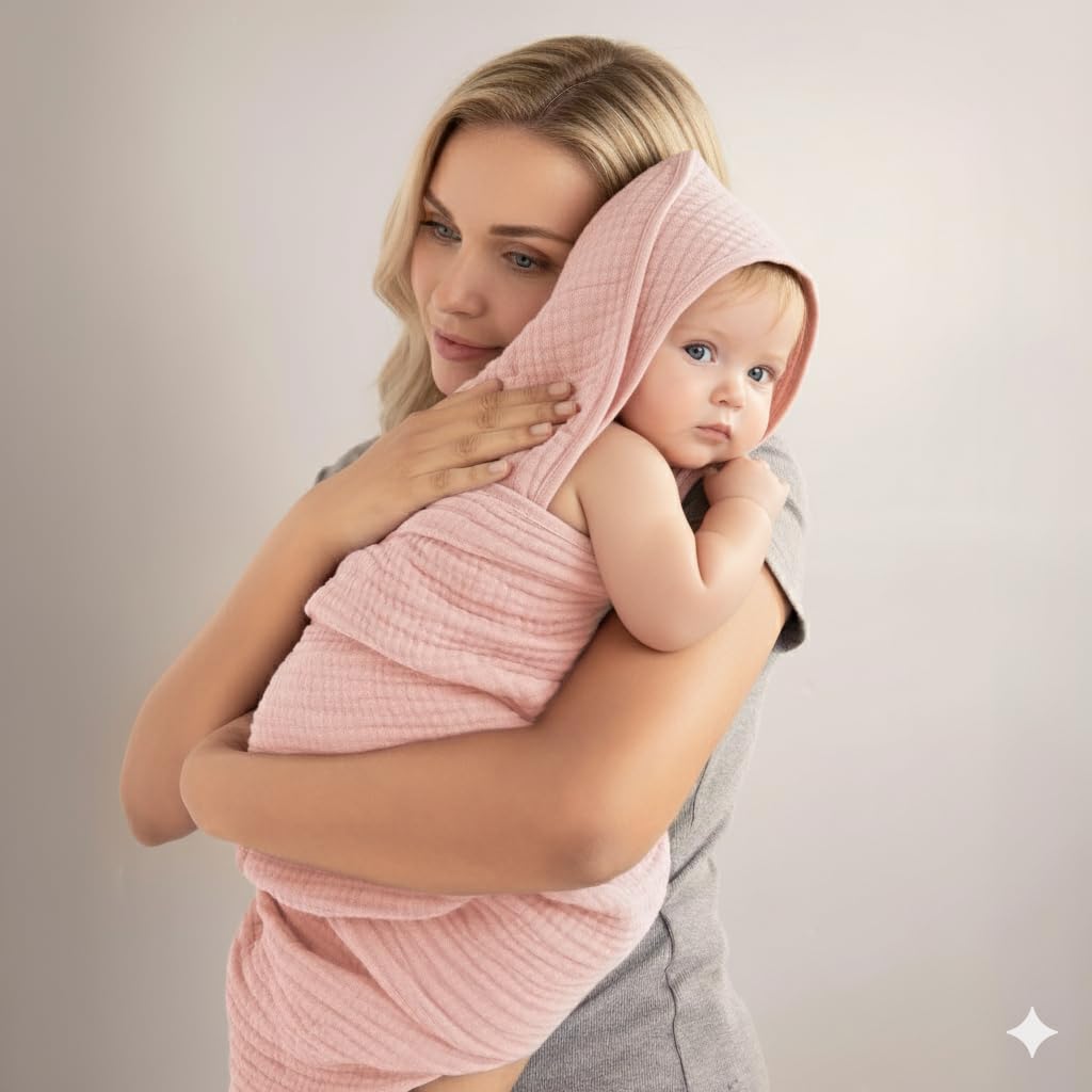 Lily O Laurel towel on newborn during bath time for cozy routine.