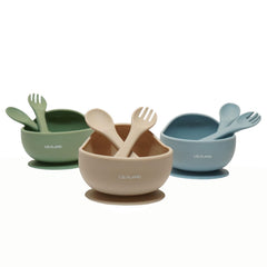 Lilyland silicone baby feeding set bowls 12 oz ready for self-feeding and mess reduction