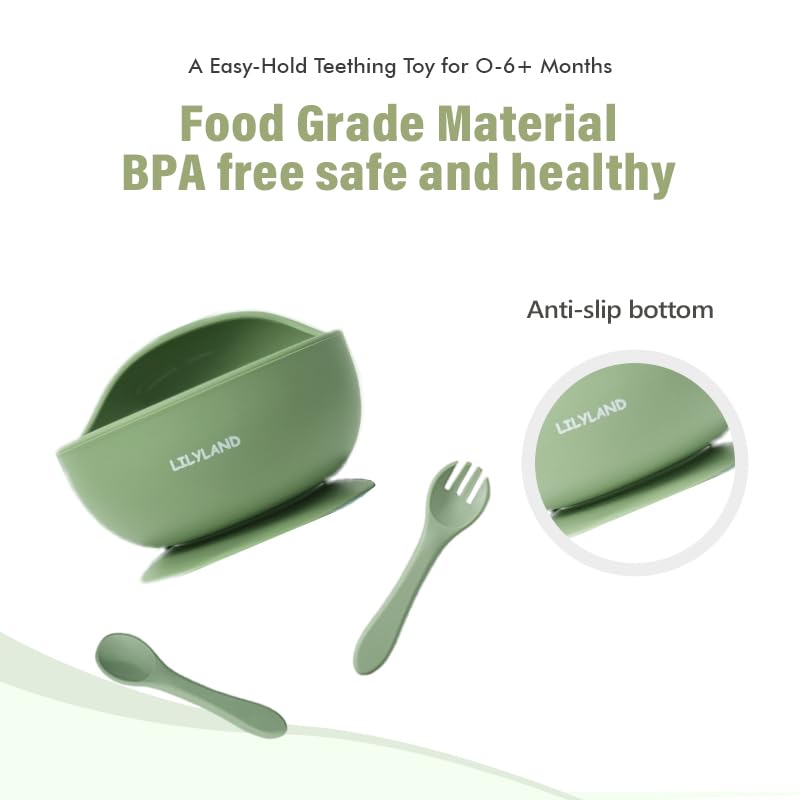 Suction-base Lilyland feeding set keeps bowls stable during meals