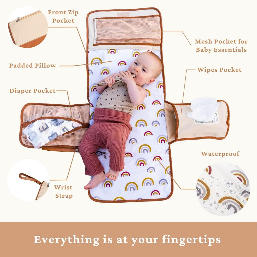 LilyMoon portable changing pad open with four pockets for essentials.