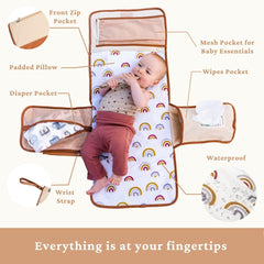 LilyMoon portable changing pad open with four pockets for essentials.