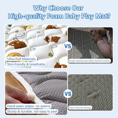 Baby crawling on mat showcasing safe, roomy space