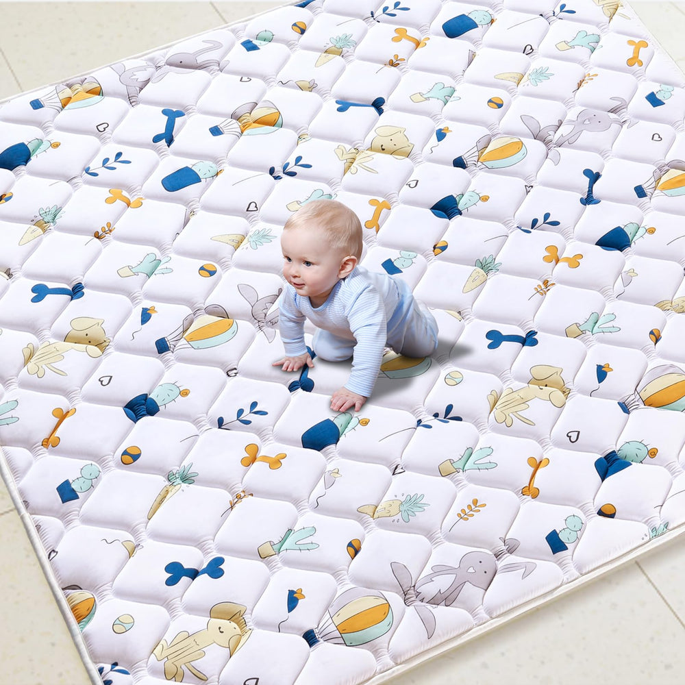 LILYVIBEBEARHAPPY baby play mat 71x59 inch offers spacious crawling area for family fun.