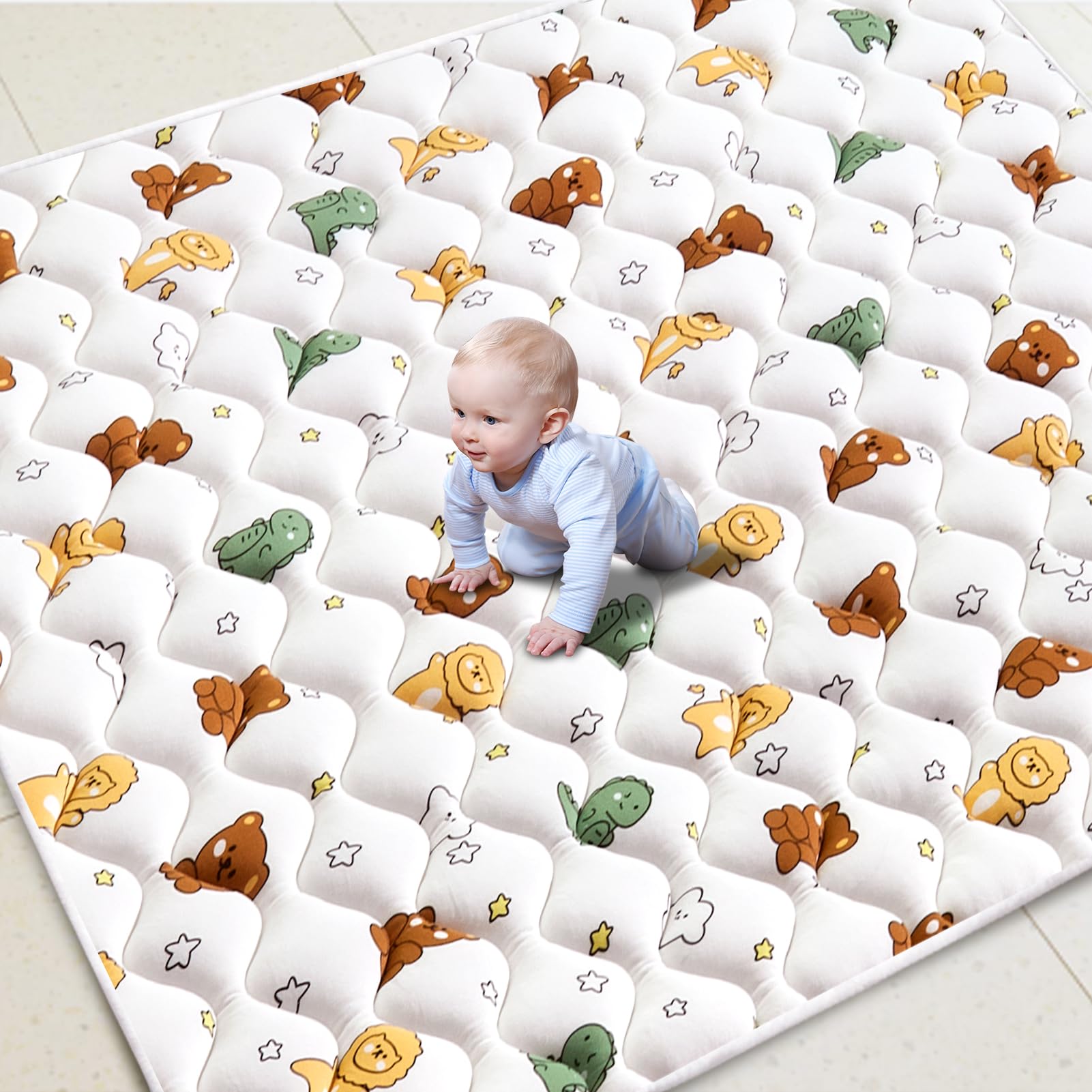 LILYVIBEBEARHAPPY Premium foam baby play mat foldable for easy on-the-go playtime.