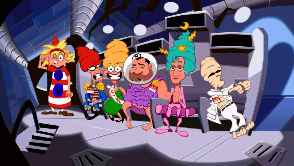 Limited Run Day of the Tentacle Remastered back-of-box artwork illustrating nostalgic adventure themes.