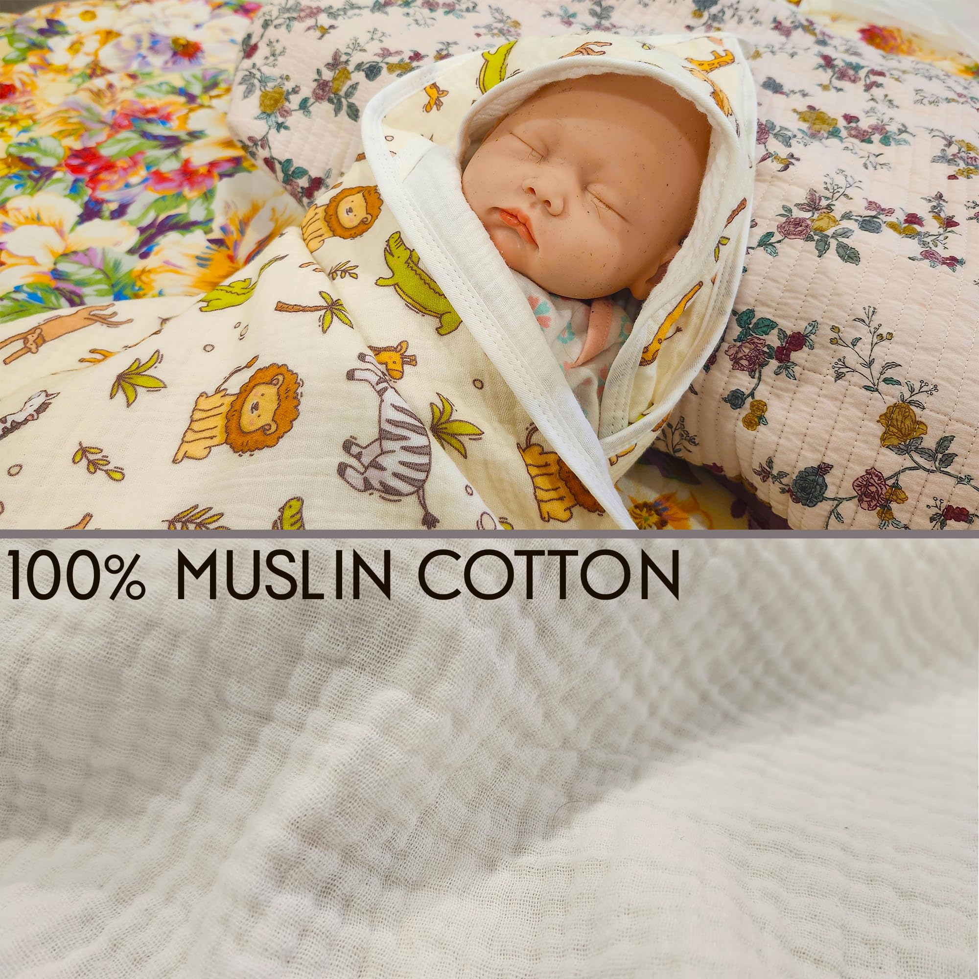 Linaly muslin cotton texture close-up showing soft breathable fabric for sensitive skin.