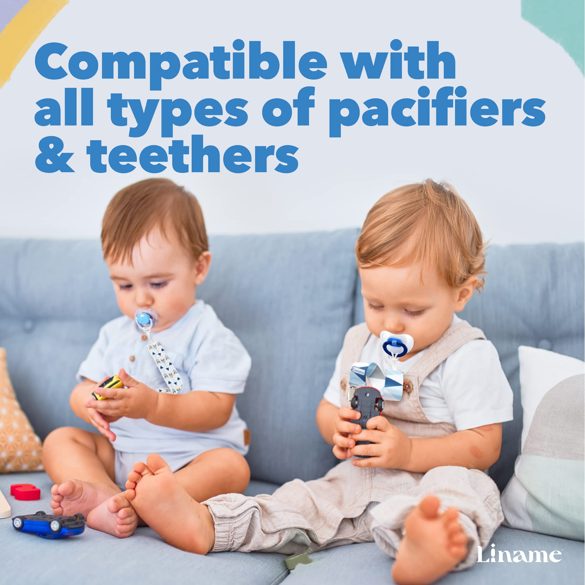 Liname pacifier clip secure clasp resists accidental drops in blue