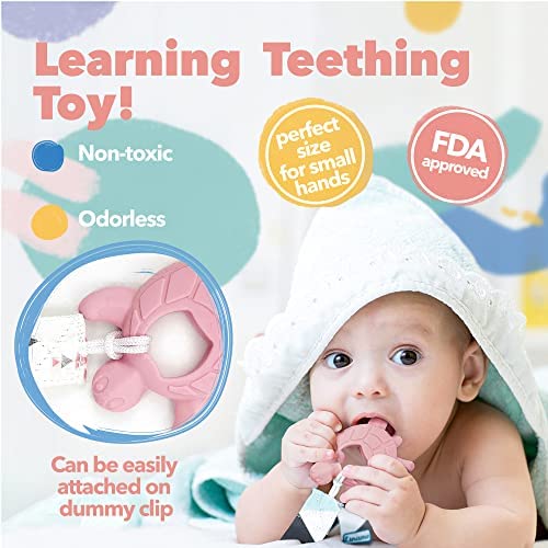 Liname teething mitten with crinkle sound to engage baby chewing.