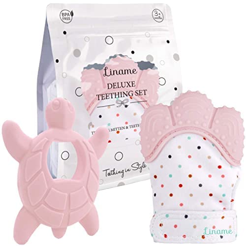 Liname teething mitten is ideal for on-the-go use and playdates.