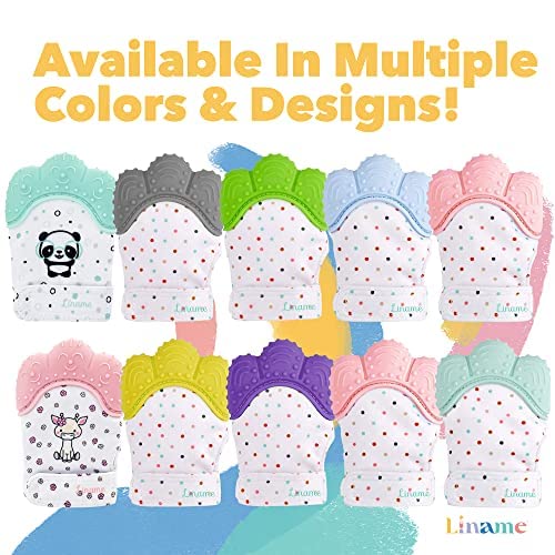 Liname teething mitten supports self-soothing during teething sessions.