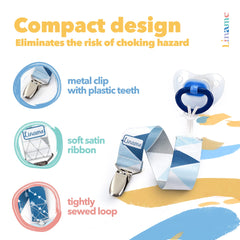 Teething toy close-up by Liname in blue showing safe chewing surface