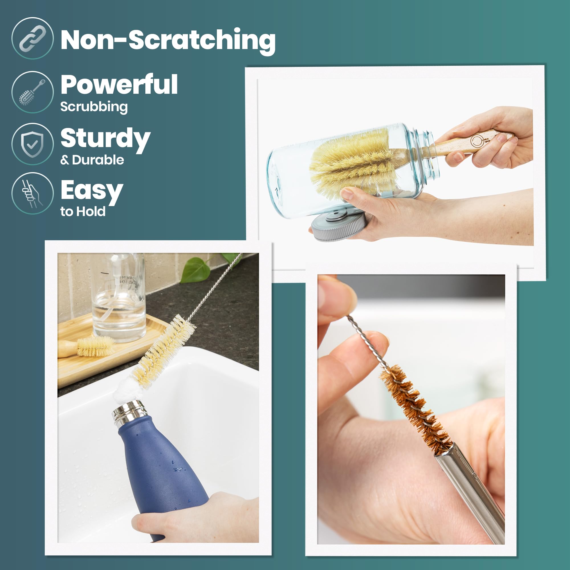 Linea Gear long ergonomic bottle brush reaches tall bottles with ease