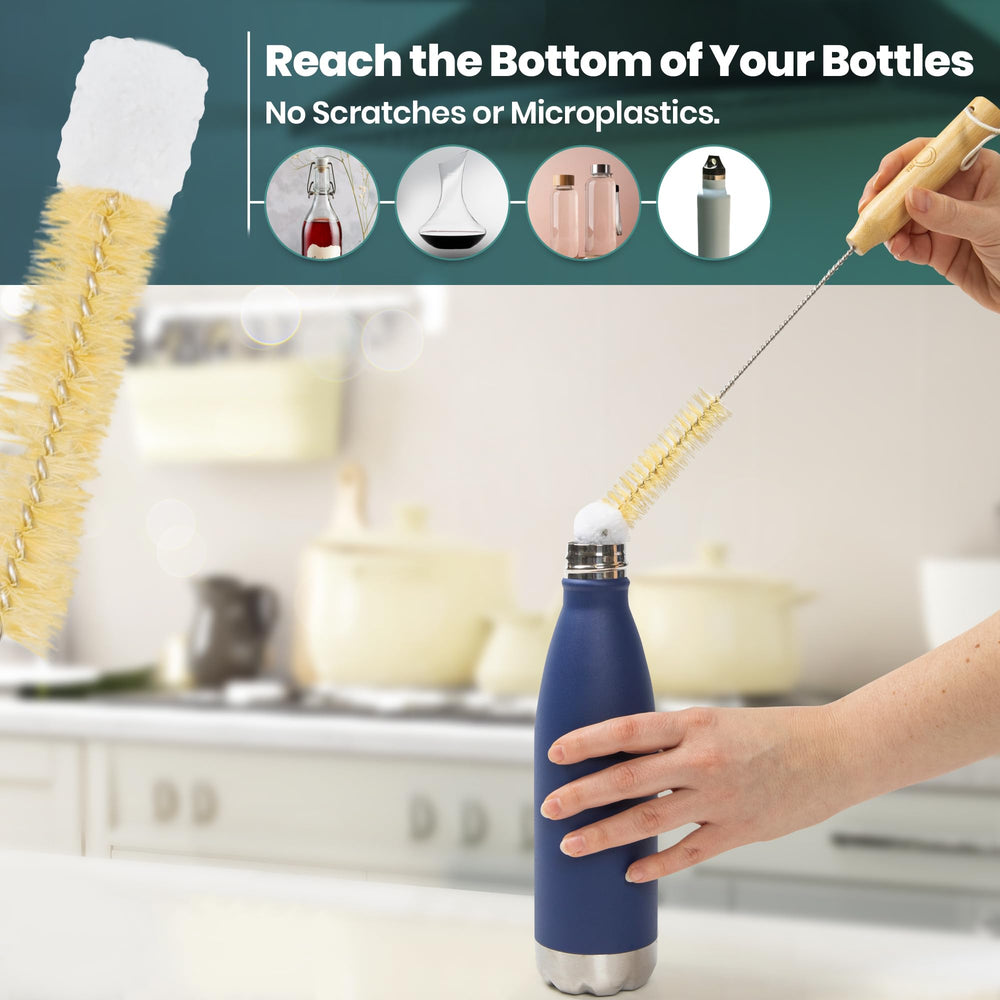 Linea Gear wooden handle offers durable, comfortable grip during scrubbing