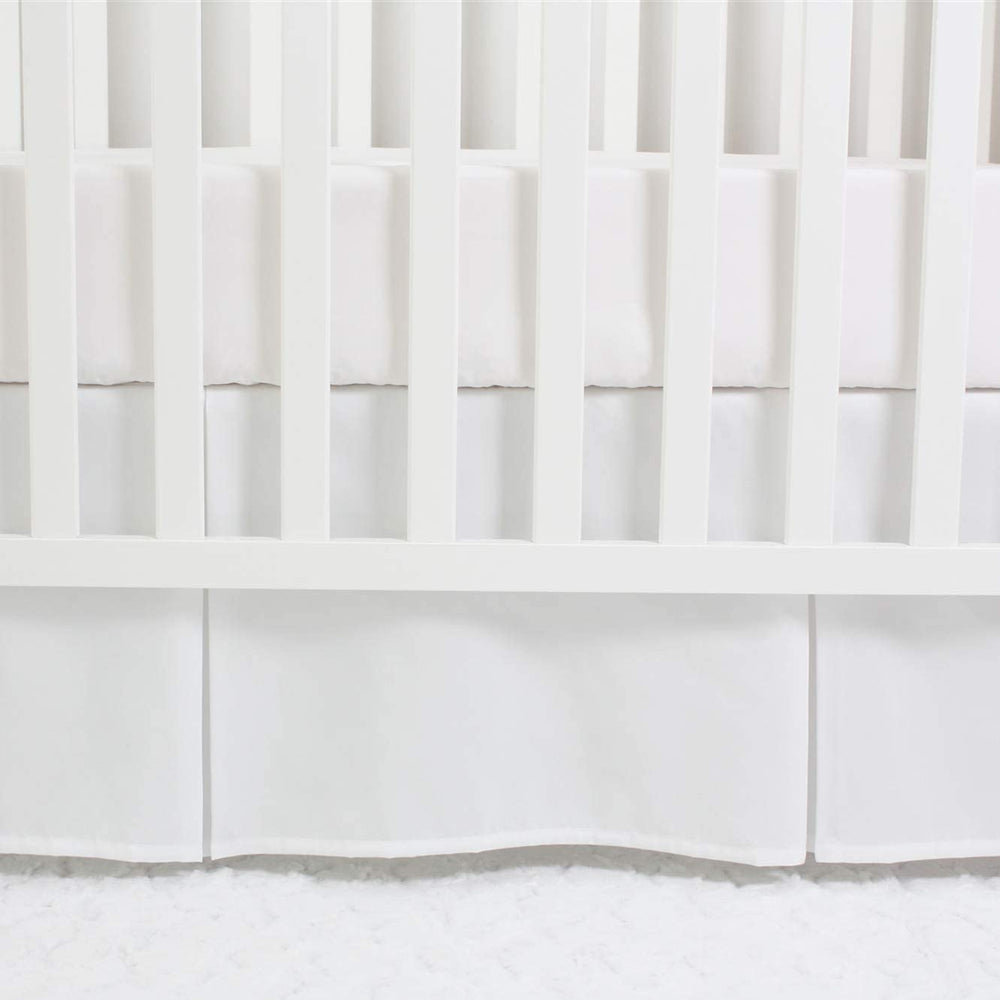 Linens Limited 800-tc-egyptian-cotton crib skirt is breathable and hypoallergenic.