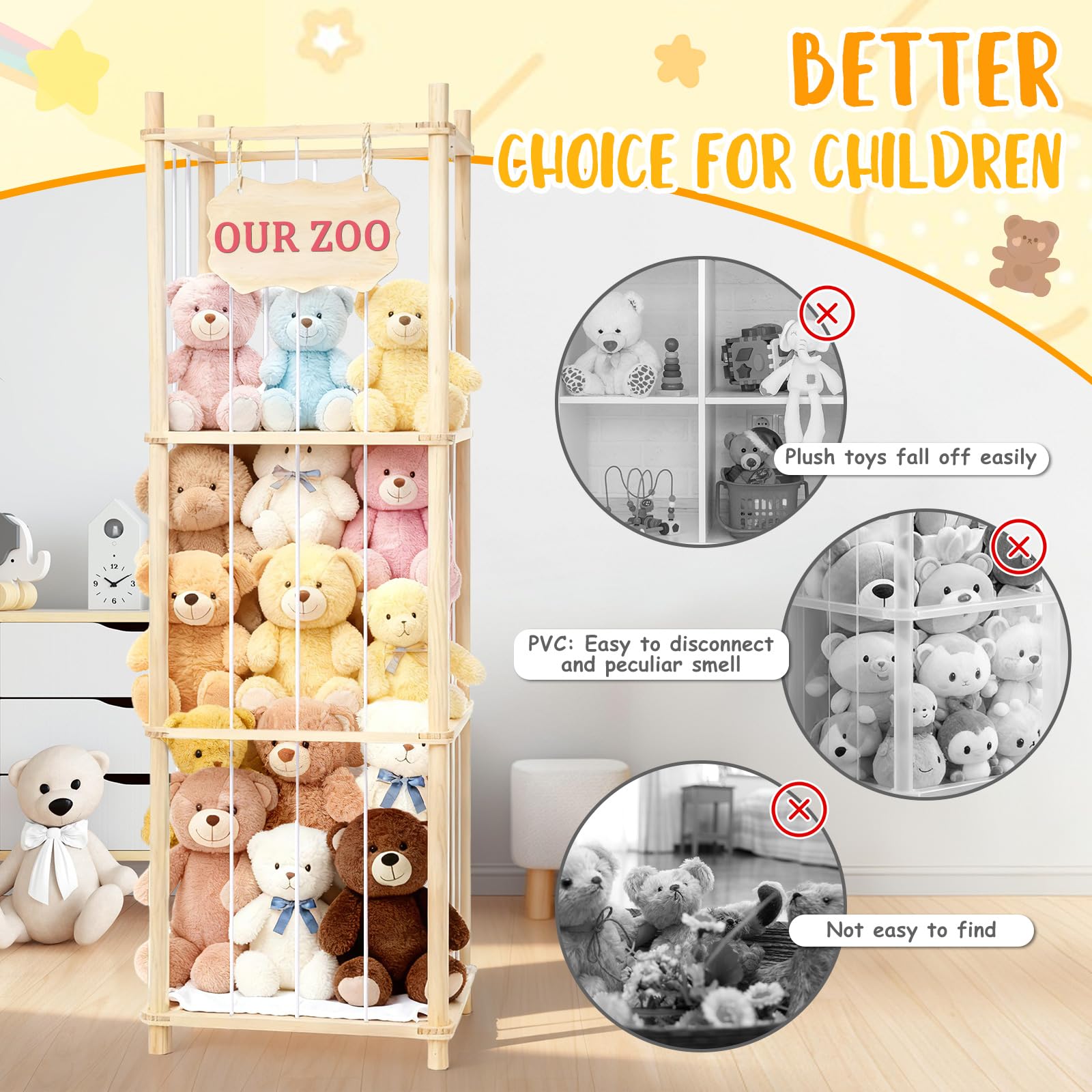 Linidcoud 54-inch large capacity storage fits over 40 plush toys.
