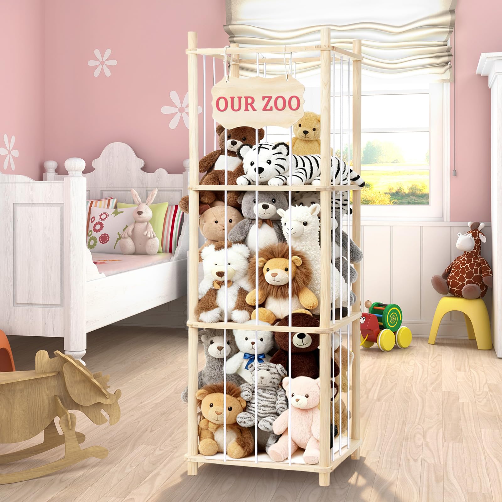 Linidcoud durable plush-toy shelf keeps toys within reach.
