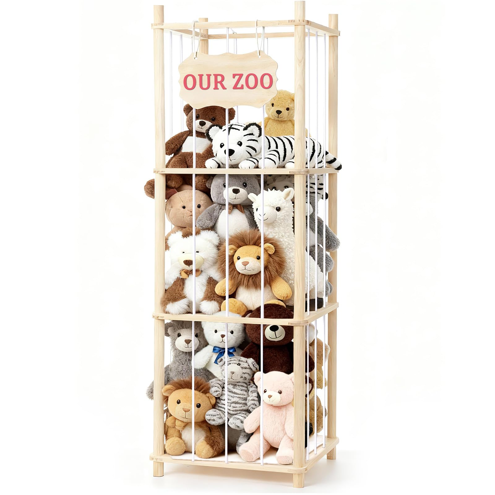 Linidcoud stuffed animal zoo cage design keeping plush toys neatly organized.