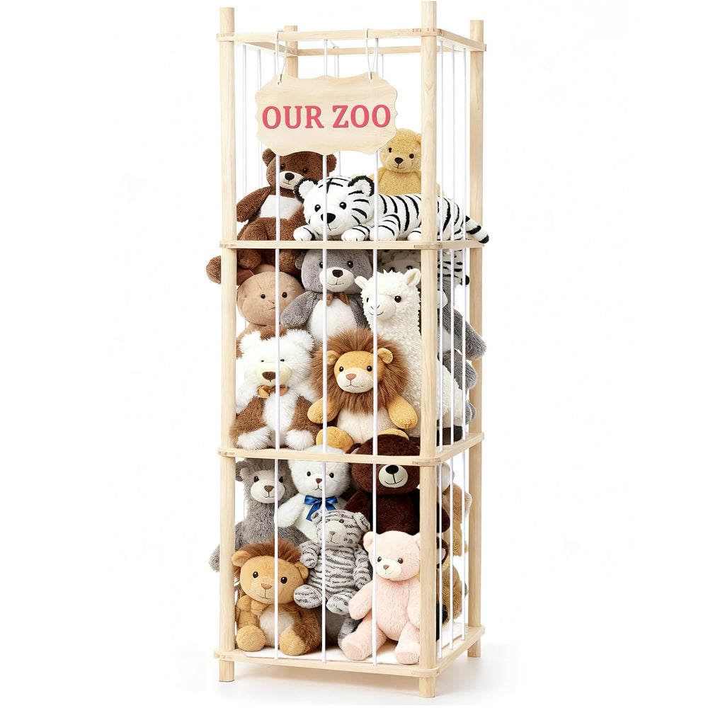 Linidcoud stuffed animal zoo cage design keeping plush toys neatly organized.