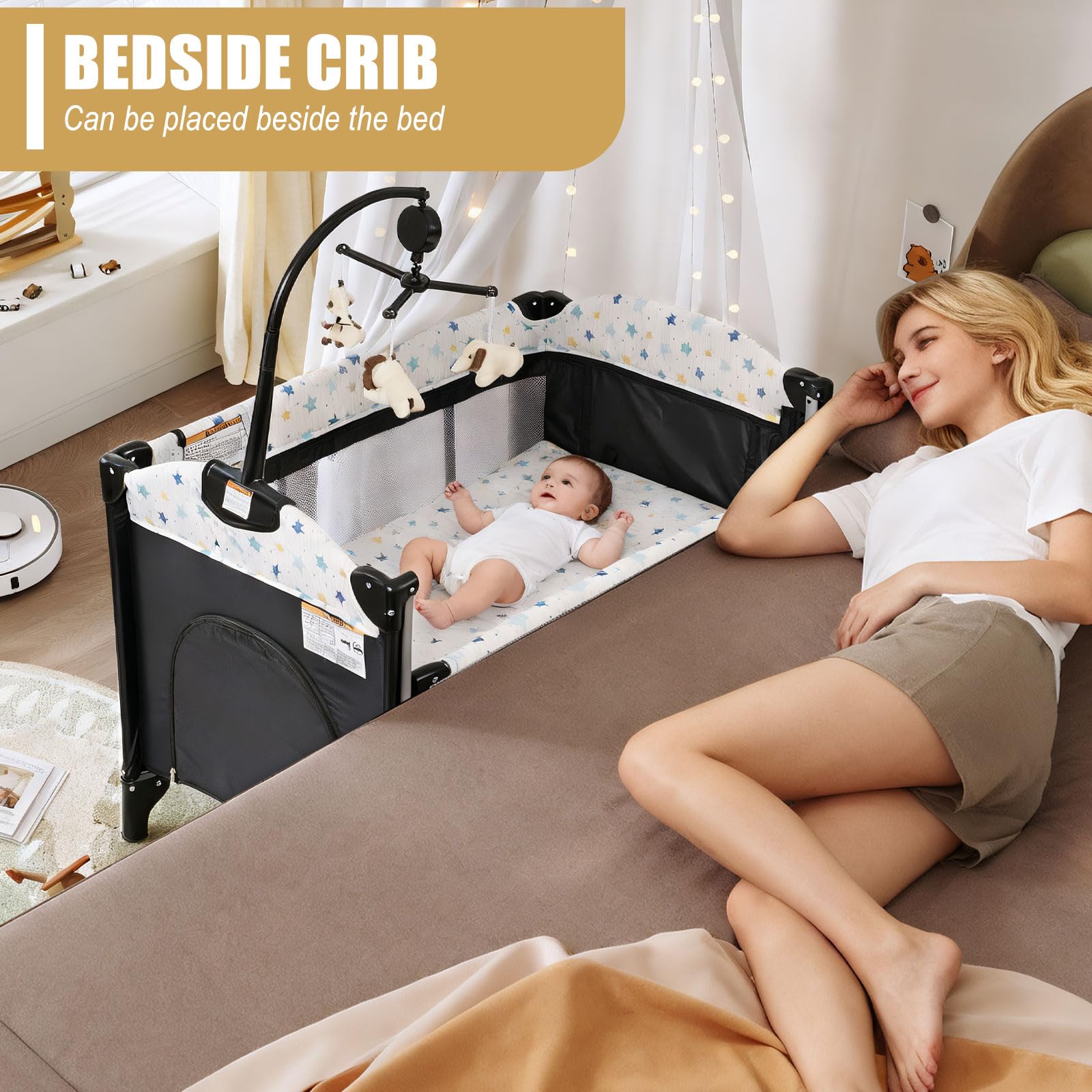 LININYHAO bassinet with sunshade for outdoor naps