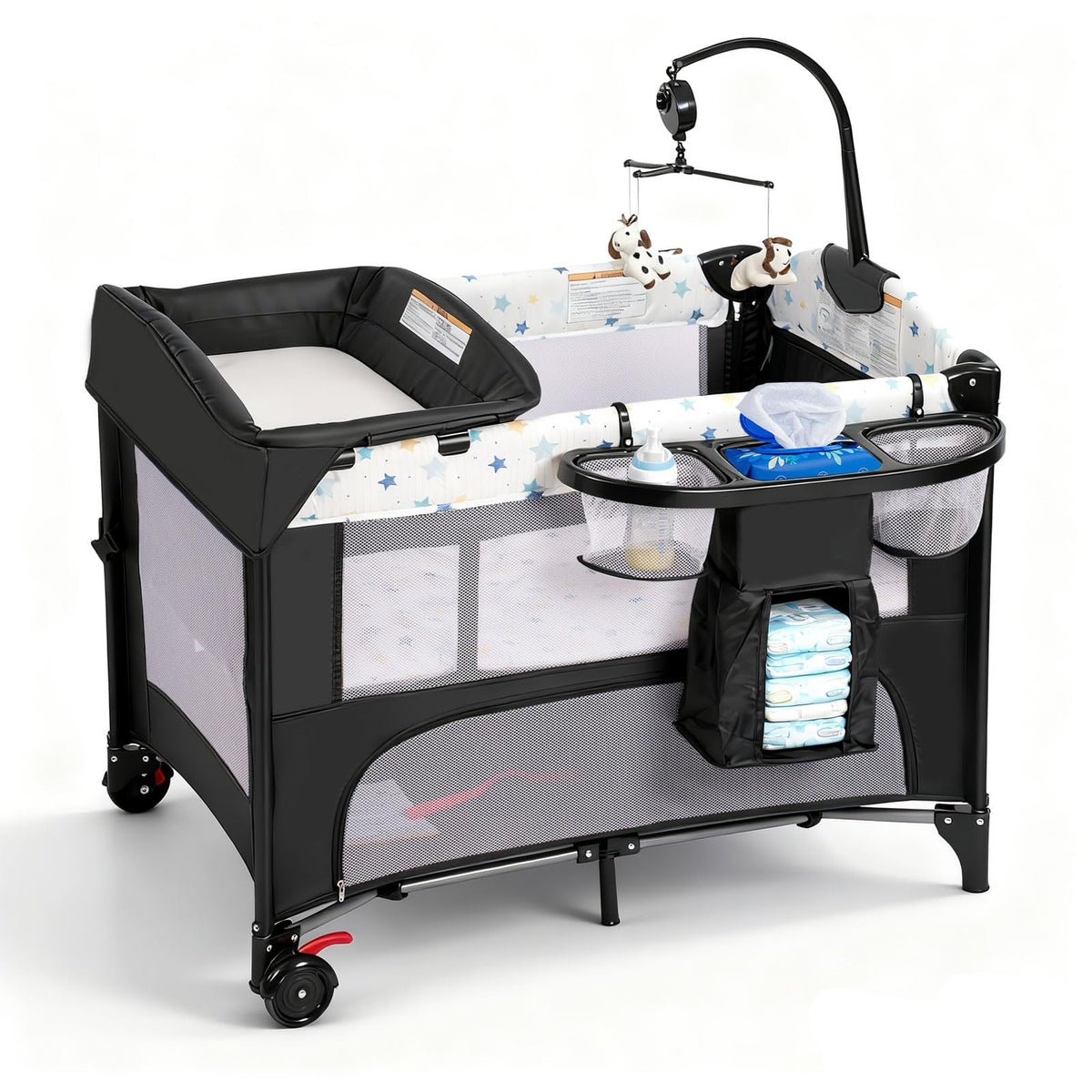 LININYHAO foldable nursery center with wheels enables quiet, easy movement