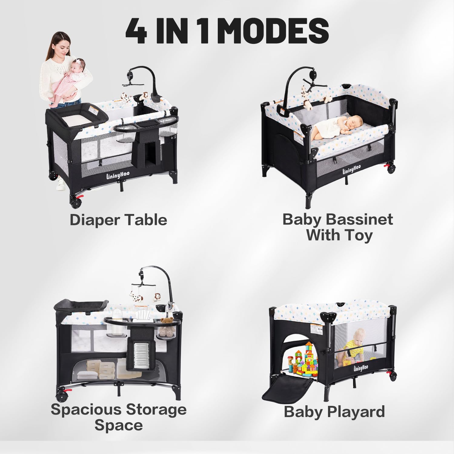 LININYHAO foldable portable playpen for compact storage