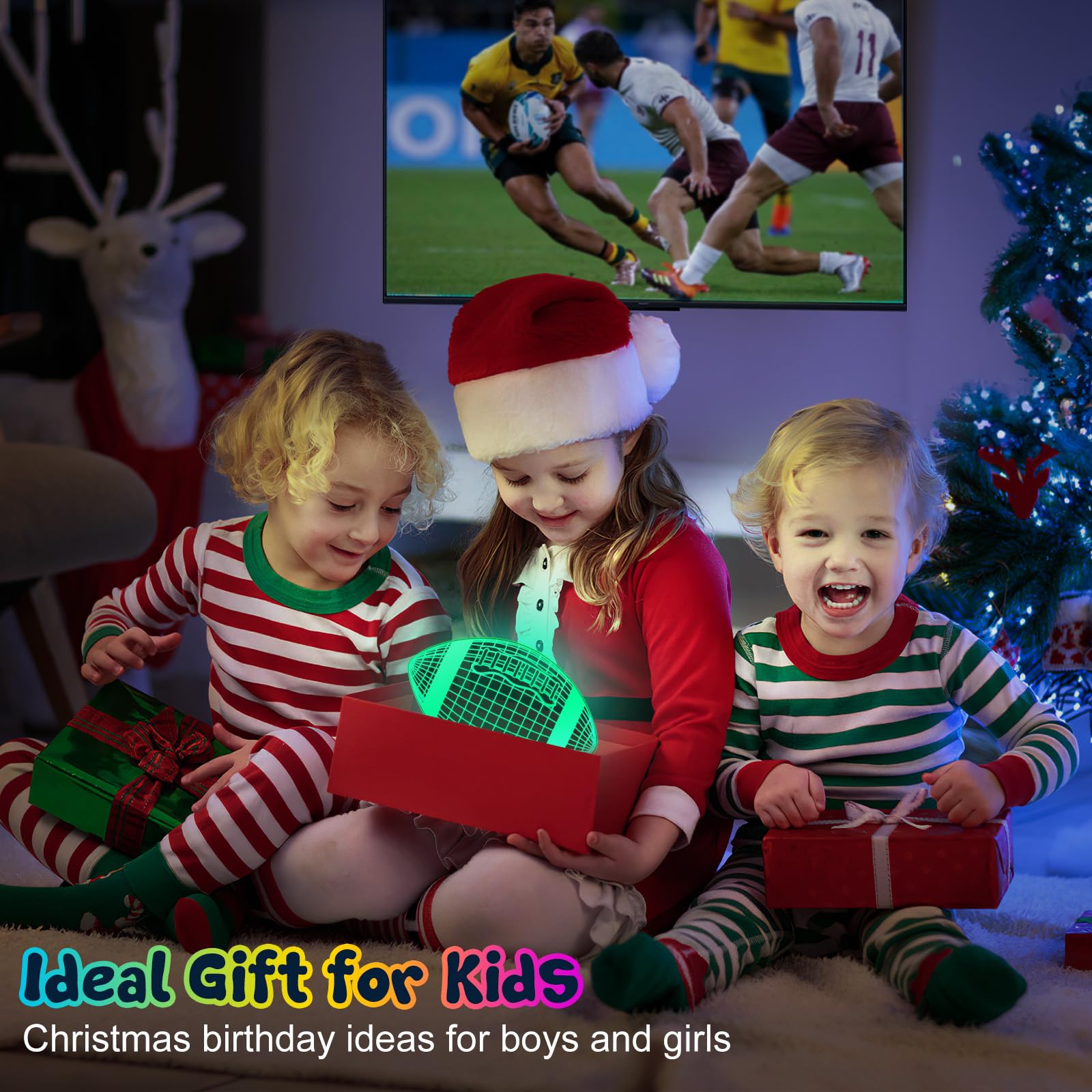 Linkax 3D football rugby light adds depth to desks.