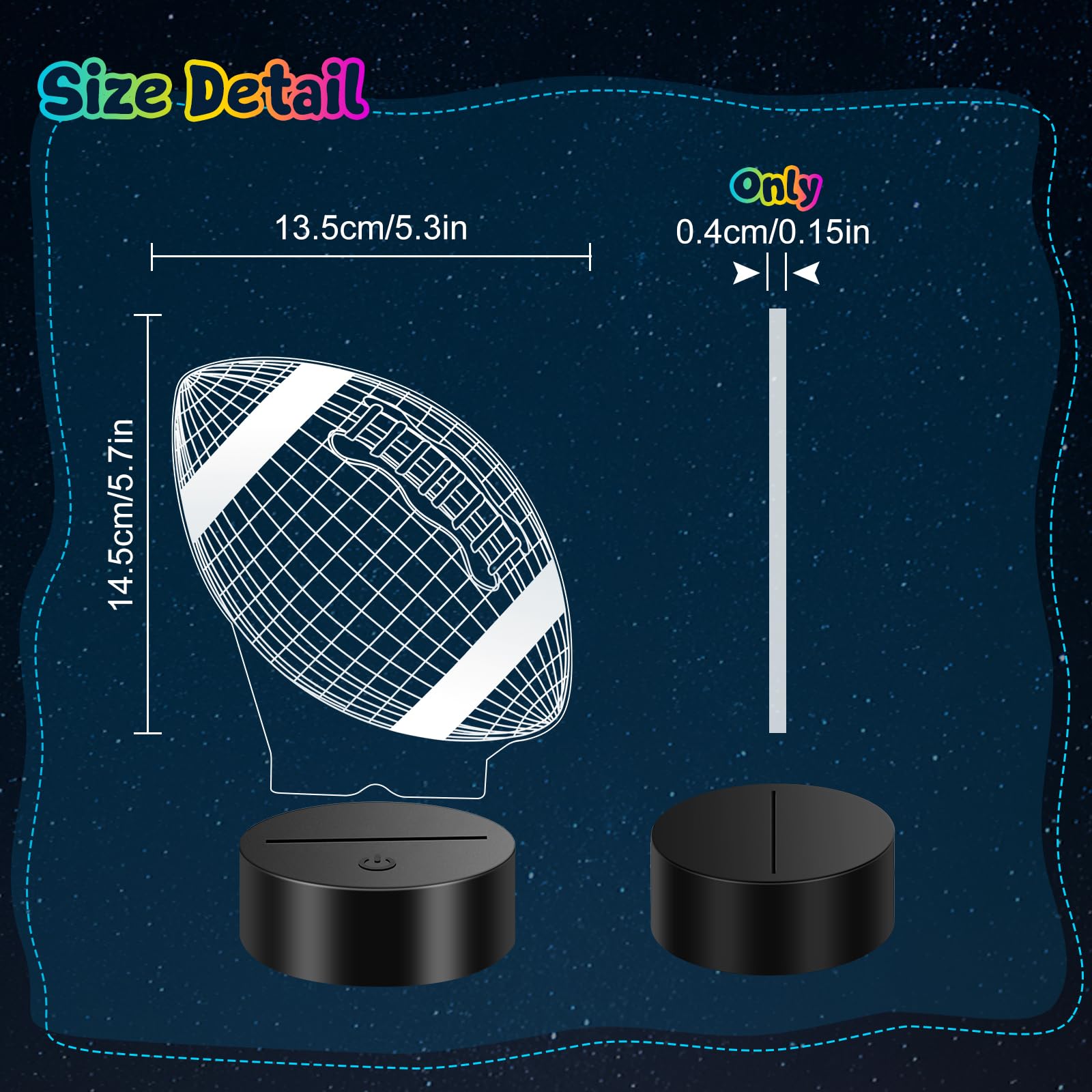 Linkax football-themed bedroom decor night light.